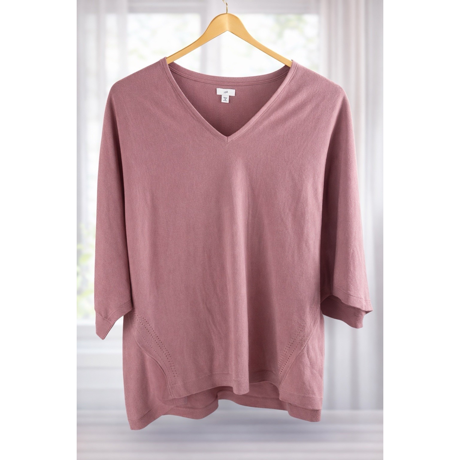 J Jill Dolman Sleeve V-Neck Sweater Blush Pink Relaxed Fit V Neck Size 2xl